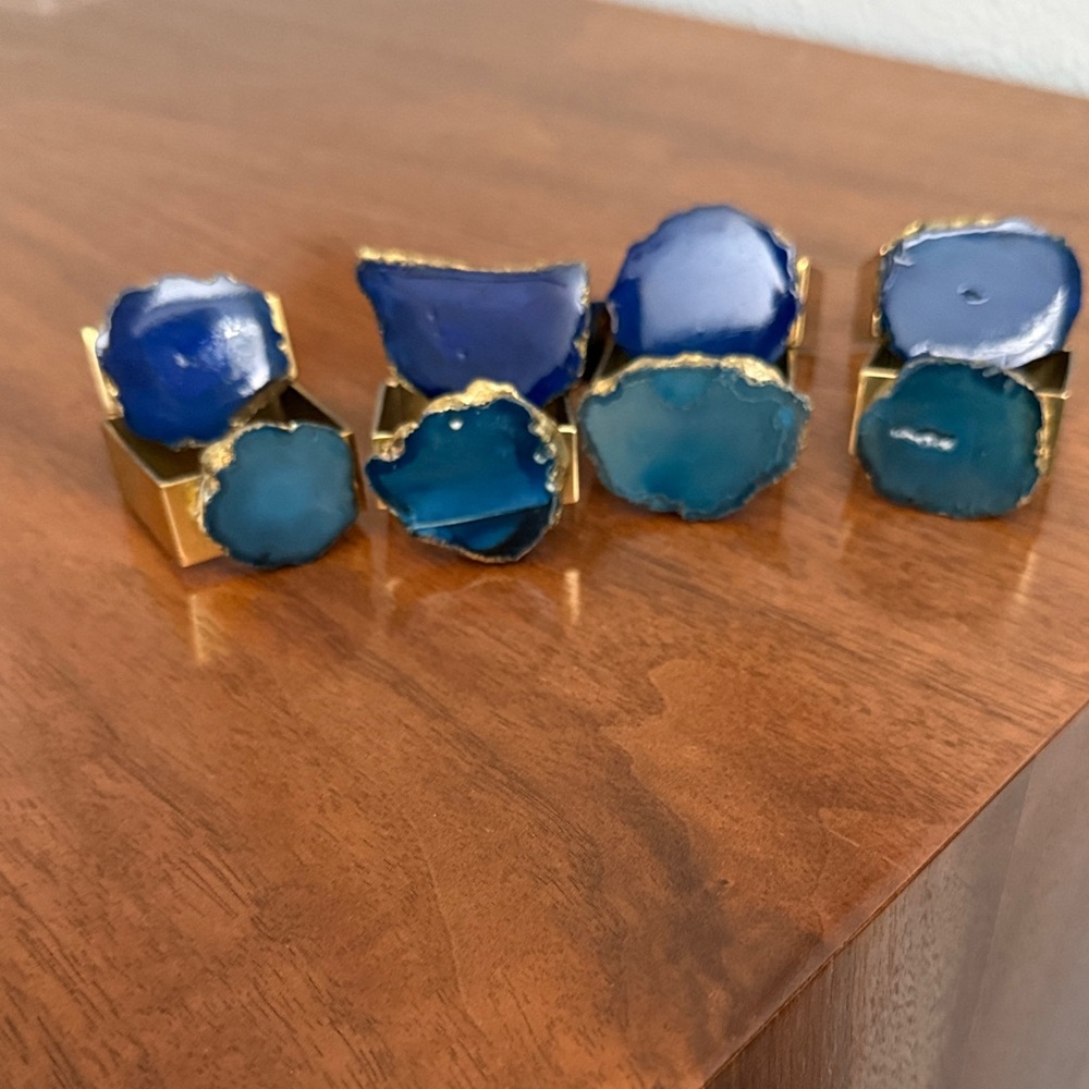 Blue and Gold Stone Napkin Rings